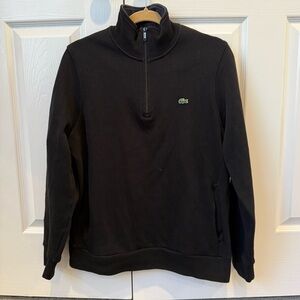 LACOSTE Men’s Quarter Zip Black Sweatshirt Sweater - Size 5 / Large